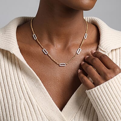 Luxuriant Lab Grown Diamond G-H SI 2.00 ctw Infinity Rope Necklace in 18K Vermeil Yellow Gold Over Sterling Silver 18-20 Inches