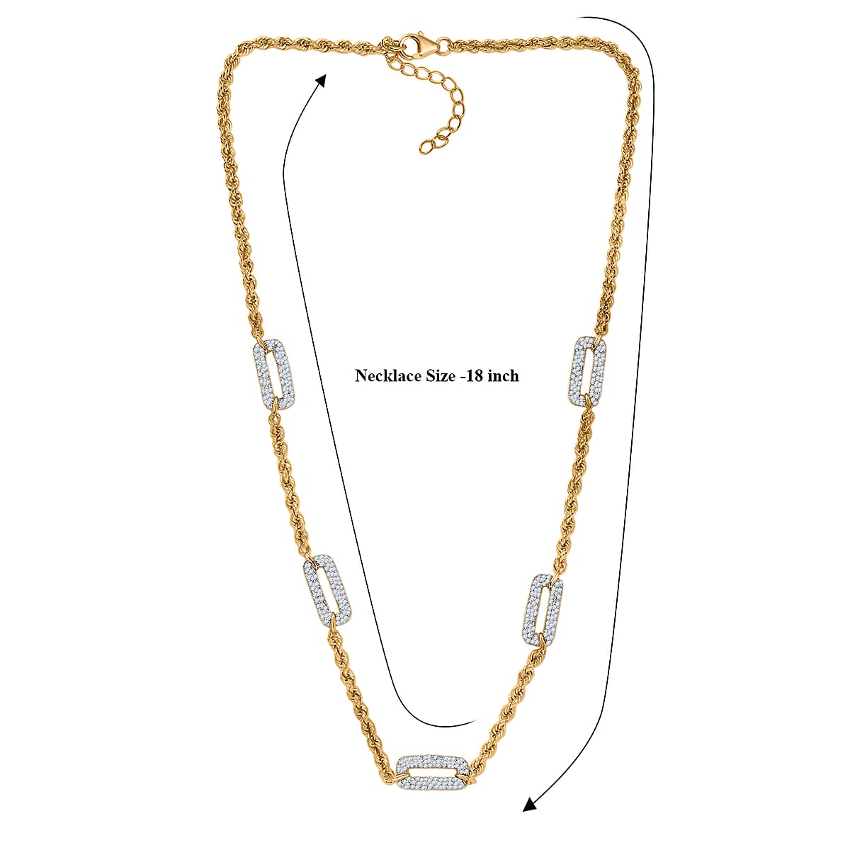 Luxuriant Lab Grown Diamond G-H SI 2.00 ctw Necklace in 18K Vermeil Yellow Gold Over Sterling Silver 18-20 Inches  image number 5