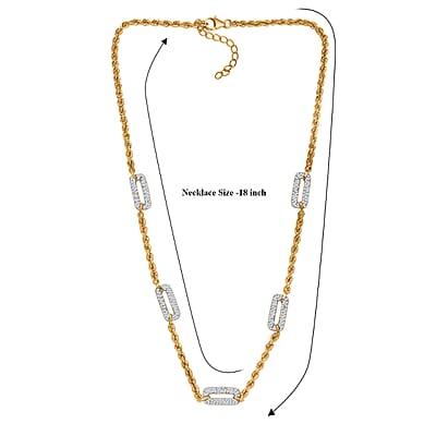 Luxuriant Lab Grown Diamond G-H SI 2.00 ctw Infinity Rope Necklace in 18K Vermeil Yellow Gold Over Sterling Silver 18-20 Inches