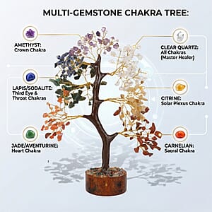Ankur Treasure Chest Livmore Multi Seven Chakras Gemstone Tree (9 Inch)
