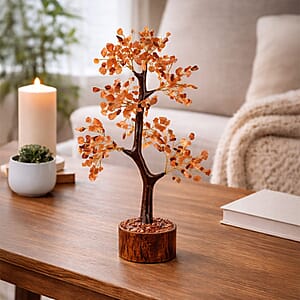 Ankur Treasure Chest Livmore Red Carnelian Gemstone Tree (9 Inch)