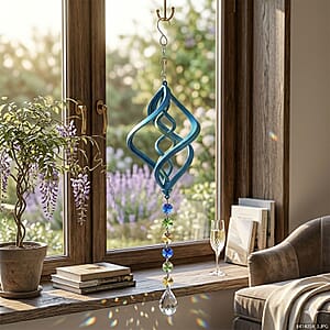 Livmore Blue Stainless Steel Crystal 3D Wind Spinner