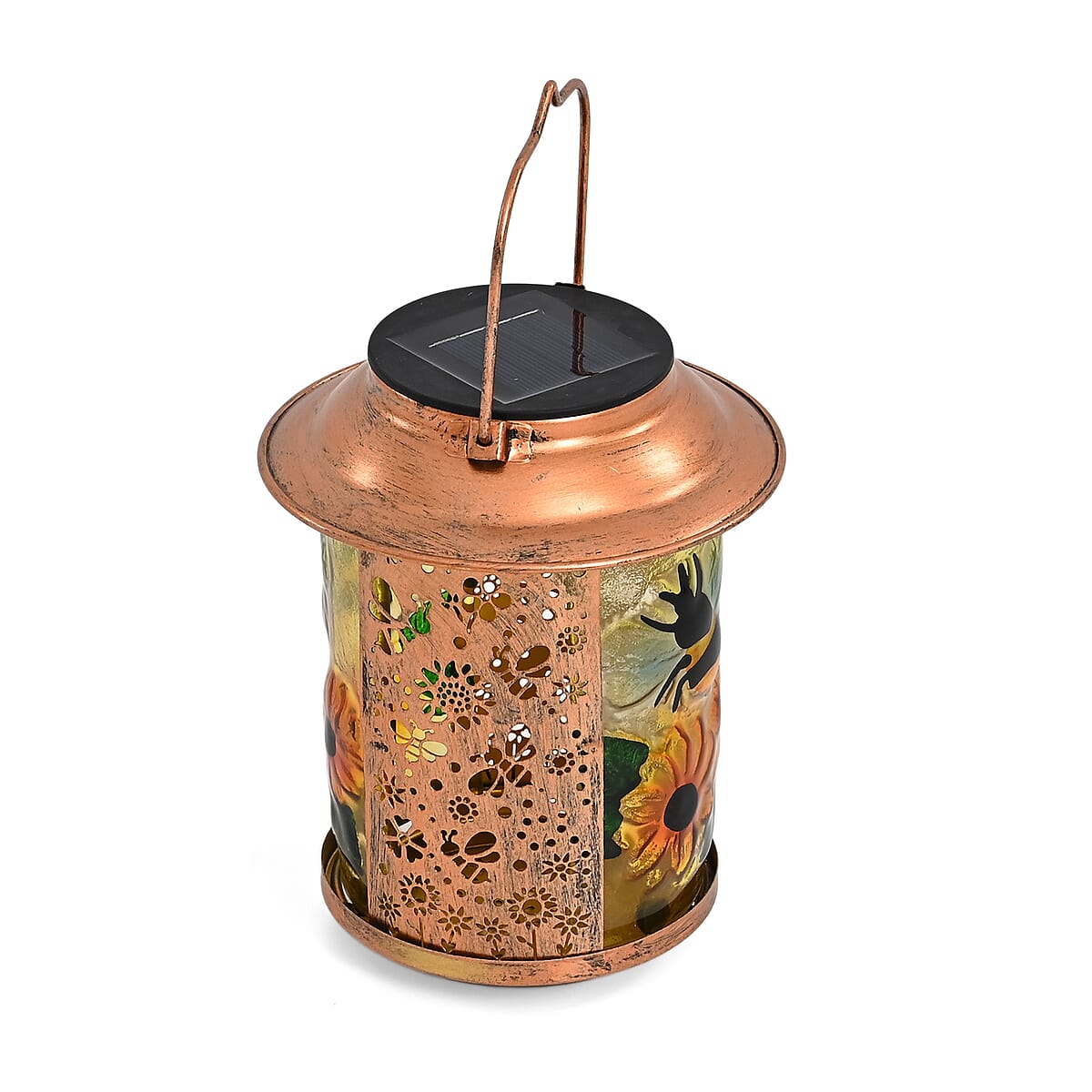 Livmore Sunflower Decorative Glass Lantern (5.51"x5.51"x10.24") image number 2