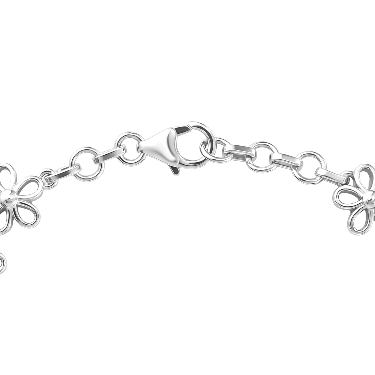 D'Joy Chrome Diopside and White Zircon 9.65 ctw Mandevilla Flower Bracelet in Rhodium Over Sterling Silver (7.25 In)