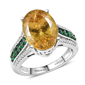 D'Joy Golden Apatite, Multi Gemstone Ring in Rhodium Over Sterling Silver (Size 10.0) 6.60 ctw