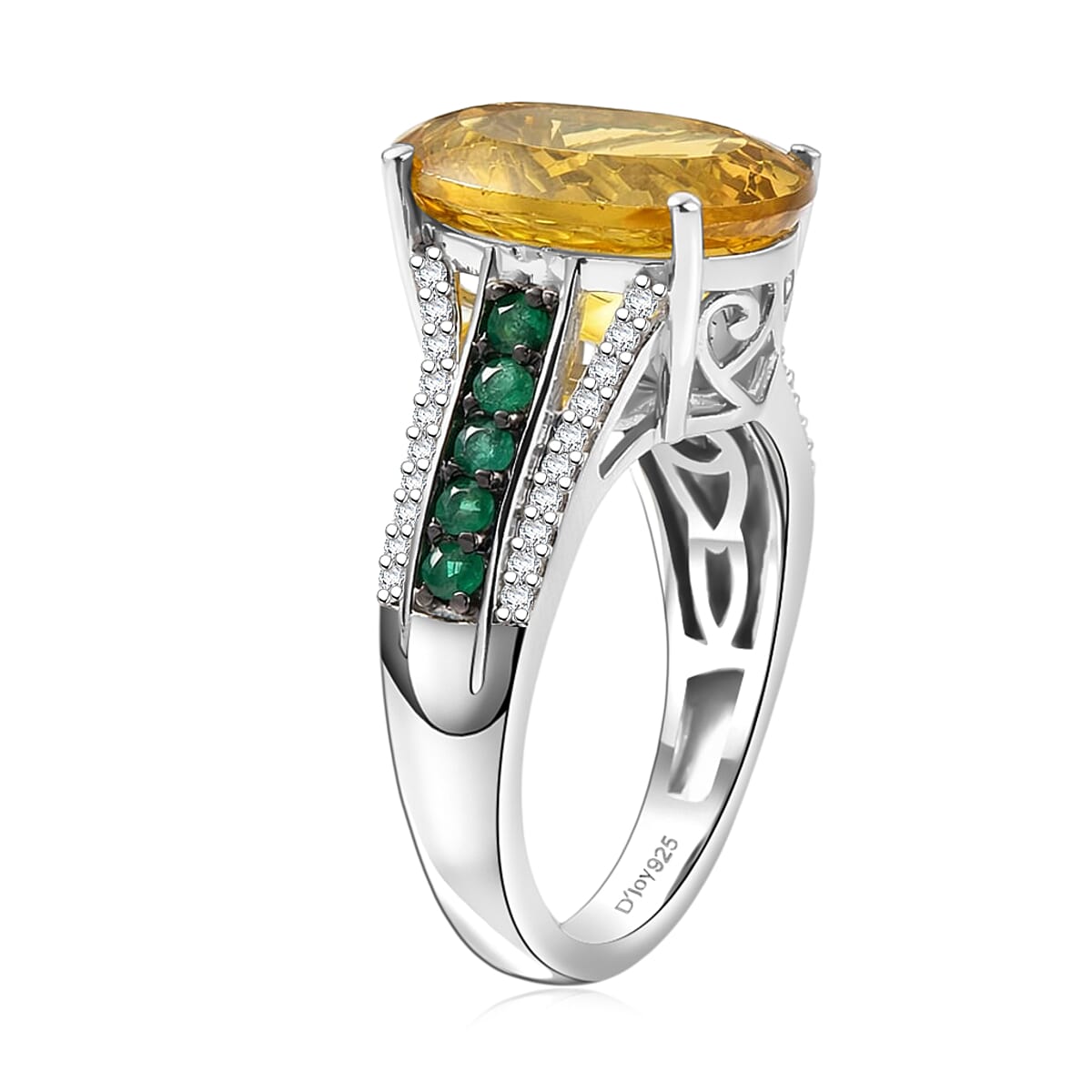 D'Joy Golden Apatite, Multi Gemstone Ring in Rhodium Over Sterling Silver (Size 10.0) 6.60 ctw image number 3
