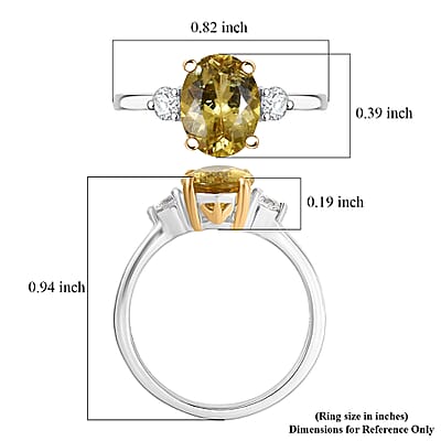 Premium Golden Apatite and Luxuriant Lab Grown Diamond G-H SI 2.00 ctw Ring in 18K Vermeil YG and Rhodium Over Sterling Silver (Size 6.0)