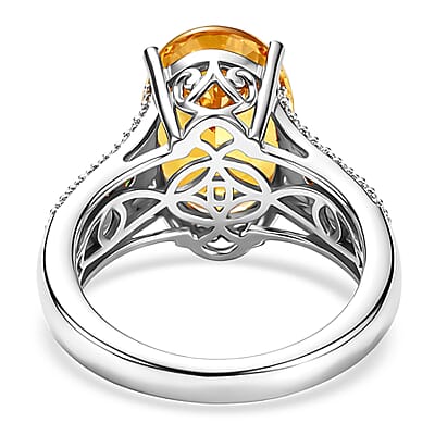 D'Joy Golden Apatite and Multi Gemstone 6.60 ctw Lightstream Ring in Rhodium Over Sterling Silver (Size 6.0)