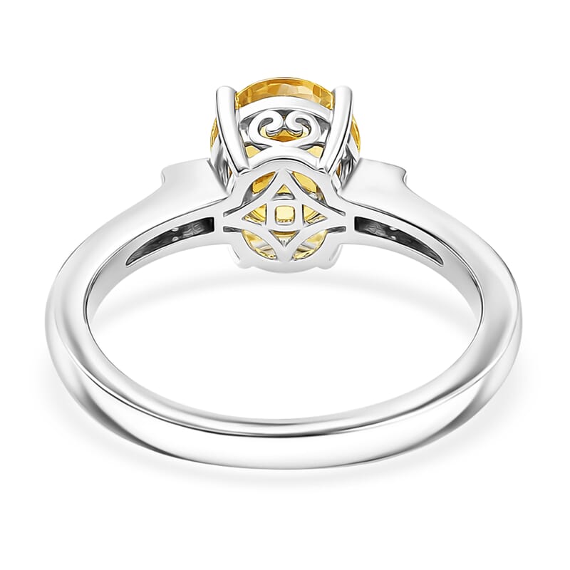 D'Joy Premium Golden Apatite and Moissanite 2.15 ctw Lightframe Ring in Rhodium Over Sterling Silver (Size 10.0)