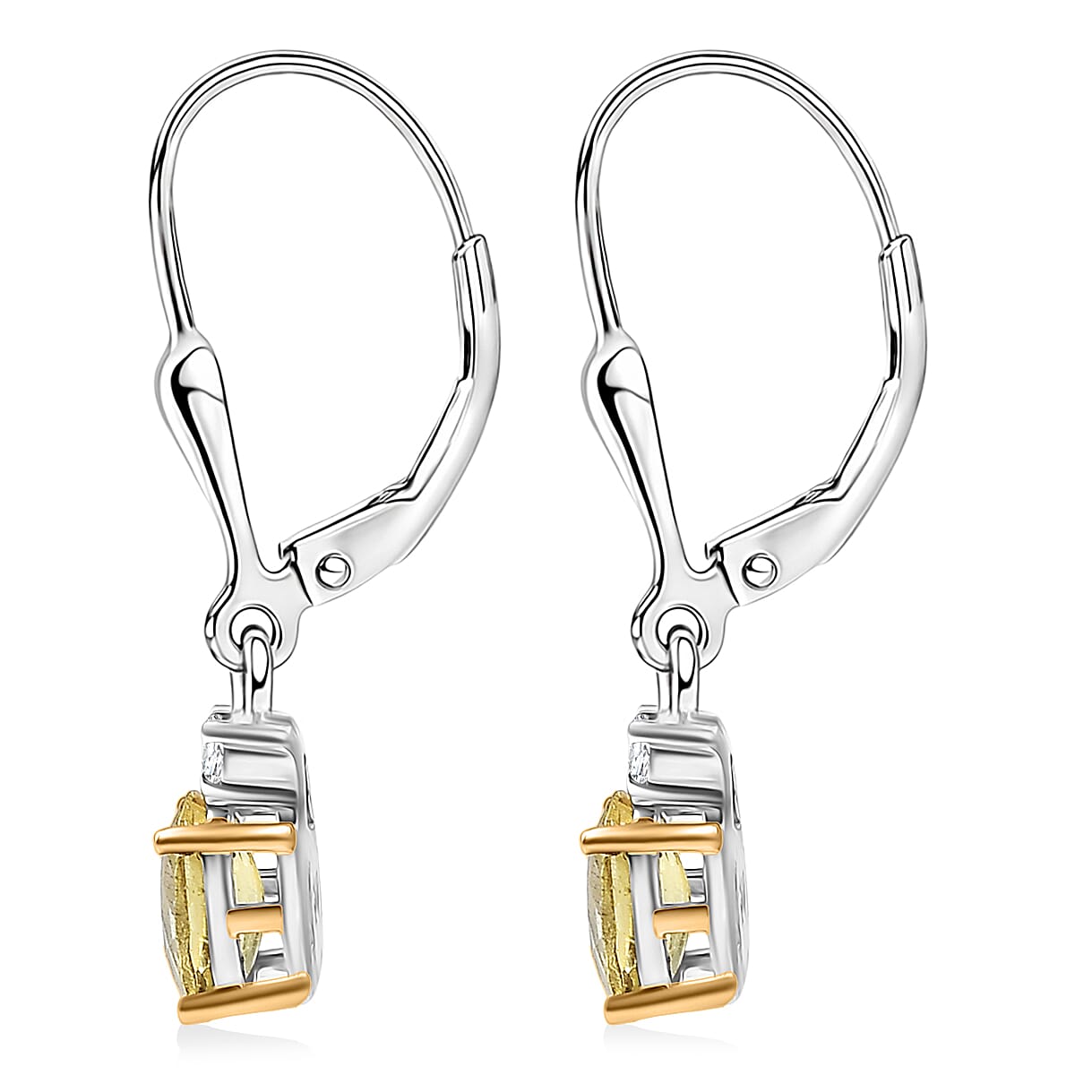 Premium Golden Apatite and Luxuriant Lab Grown Diamond G-H SI 0.90 ctw Golden Focus Earrings in 18K Vermeil YG and Rhodium Over Sterling Silver image number 4