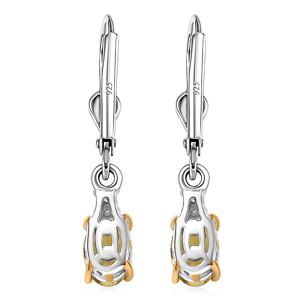 Premium Golden Apatite and Luxuriant Lab Grown Diamond G-H SI 0.90 ctw Golden Focus Earrings in 18K Vermeil YG and Rhodium Over Sterling Silver image number 5