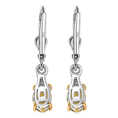 Premium Golden Apatite and Luxuriant Lab Grown Diamond G-H SI 0.90 ctw Golden Focus Earrings in 18K Vermeil YG and Rhodium Over Sterling Silver