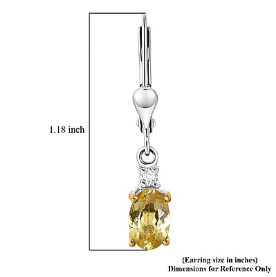 Premium Golden Apatite and Luxuriant Lab Grown Diamond G-H SI 0.90 ctw Golden Focus Earrings in 18K Vermeil YG and Rhodium Over Sterling Silver