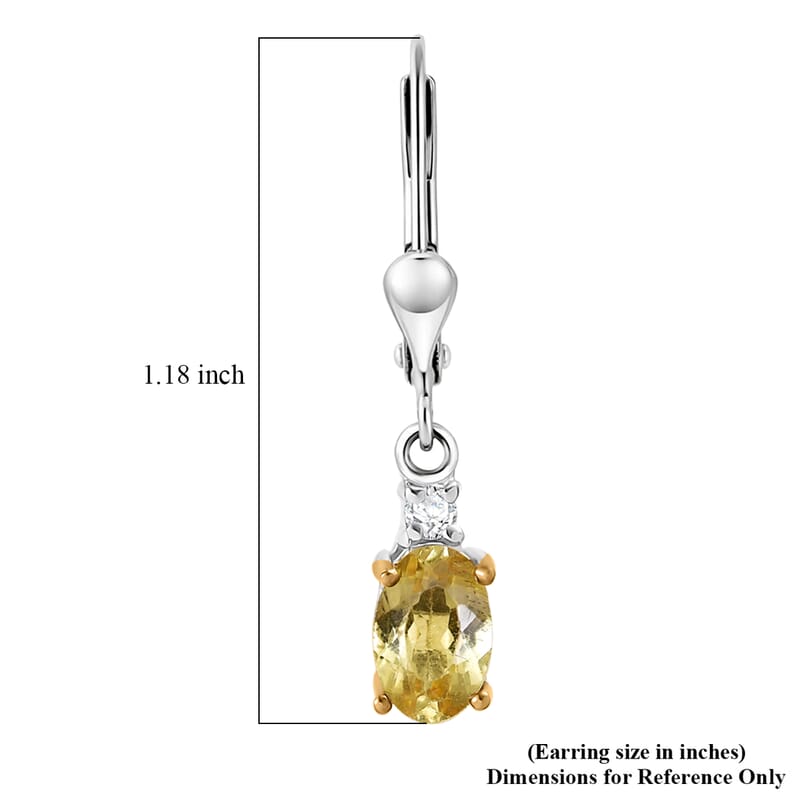 Premium Golden Apatite and Luxuriant Lab Grown Diamond G-H SI 0.90 ctw Golden Focus Earrings in 18K Vermeil YG and Rhodium Over Sterling Silver