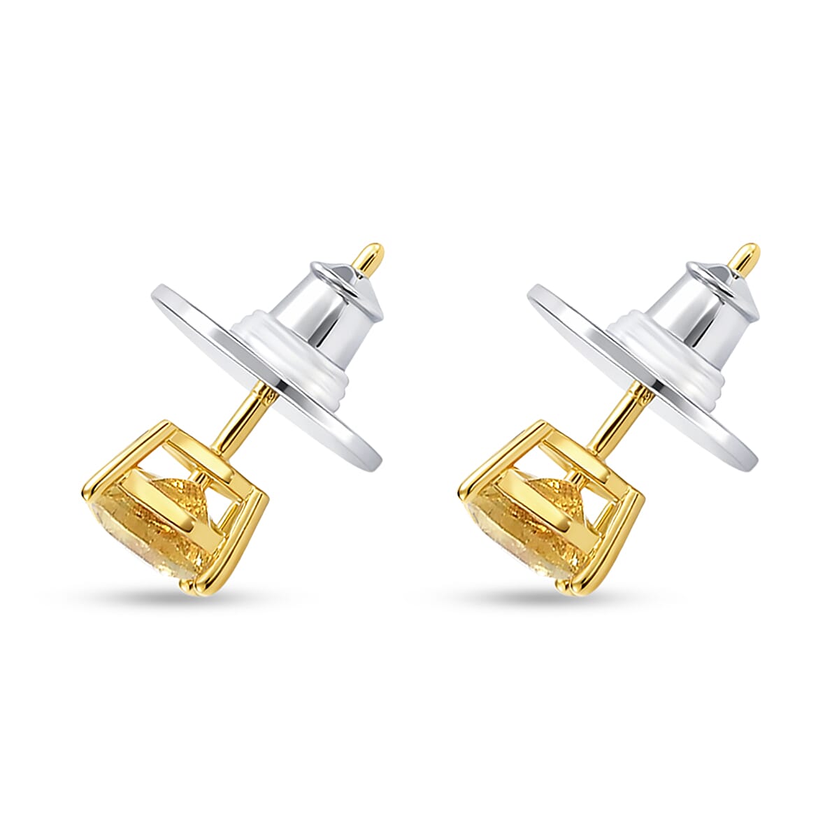 D'Joy Premium Golden Apatite 1.40 ctw Solitaire Stud Earrings in 18K Vermeil Yellow Gold Over Sterling Silver image number 2