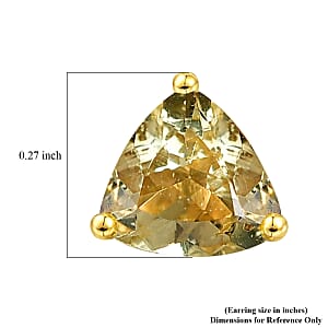 D'Joy Premium Golden Apatite 1.40 ctw Solitaire Stud Earrings in 18K Vermeil Yellow Gold Over Sterling Silver