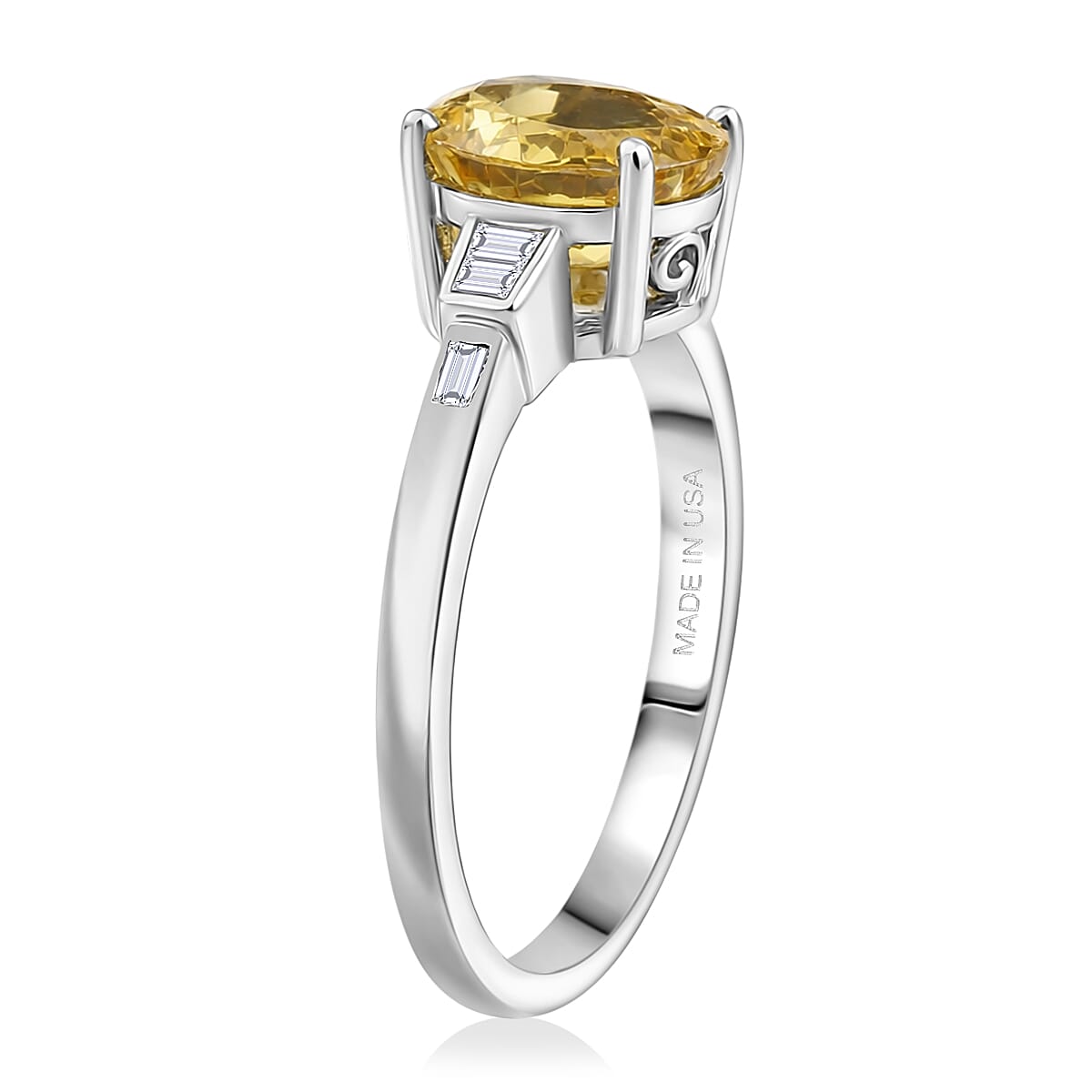 D'Joy Premium Golden Apatite and Moissanite 2.15 ctw Lightframe Ring in Rhodium Over Sterling Silver (Size 8.0) image number 3