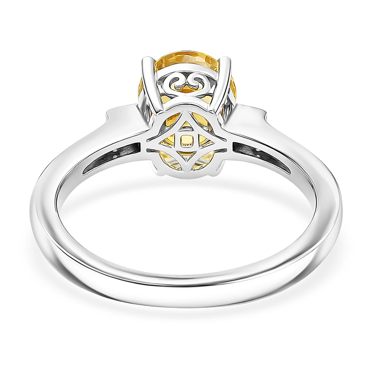 D'Joy Premium Golden Apatite and Moissanite 2.15 ctw Lightframe Ring in Rhodium Over Sterling Silver (Size 8.0) image number 4