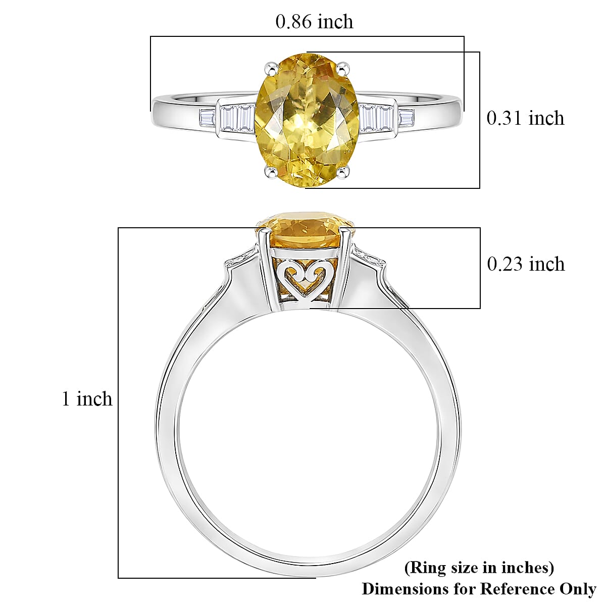 D'Joy Premium Golden Apatite, Moissanite Ring in Rhodium Over Sterling Silver (Size 10.0) 2.15 ctw image number 5