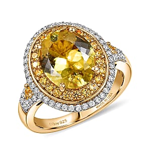 D'Joy Premium Golden Apatite, Multi Gemstone Ring in 18K Vermeil YG Over Sterling Silver (Size 10.0) 4.65 ctw
