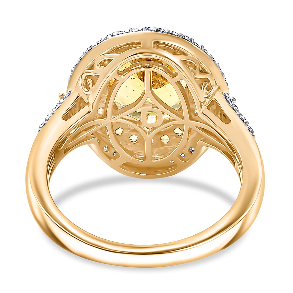 D'Joy Premium Golden Apatite and Multi Gemstone 4.65 ctw Crownlight Halo Ring in 18K Vermeil Yellow Gold Over Sterling Silver (Size 9.0)