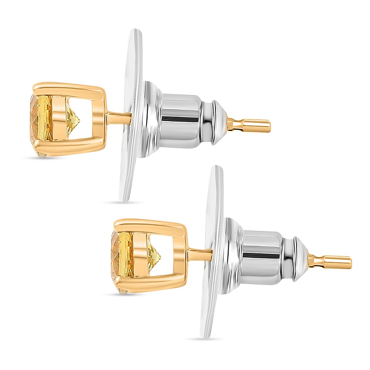 D'Joy Premium Golden Apatite 1.00 ctw Solitaire Stud Earrings in 18K Vermeil Yellow Gold Over Sterling Silver image number 3