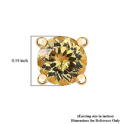 D'Joy Premium Golden Apatite 1.00 ctw Solitaire Stud Earrings in 18K Vermeil Yellow Gold Over Sterling Silver