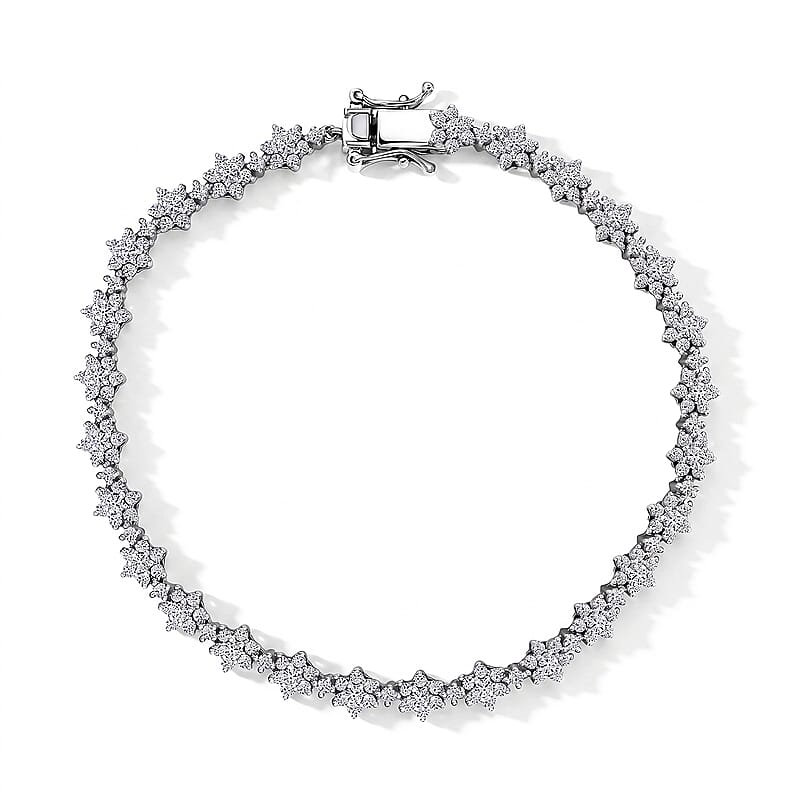 Luxuriant Lab Grown Diamond G-H SI 3.20 ctw Bracelet in Rhodium Over Sterling Silver (6.50 In)