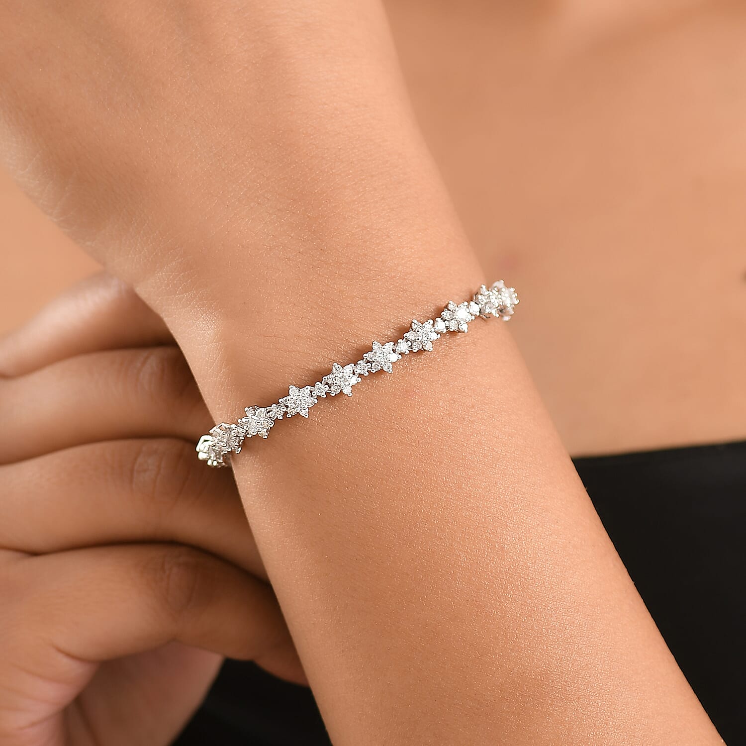 Luxuriant Lab Grown Diamond G-H SI 3.20 ctw Bracelet in Rhodium Over Sterling Silver (6.50 In)