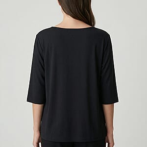 La Marey Black Embroidered Top - One Size Missy