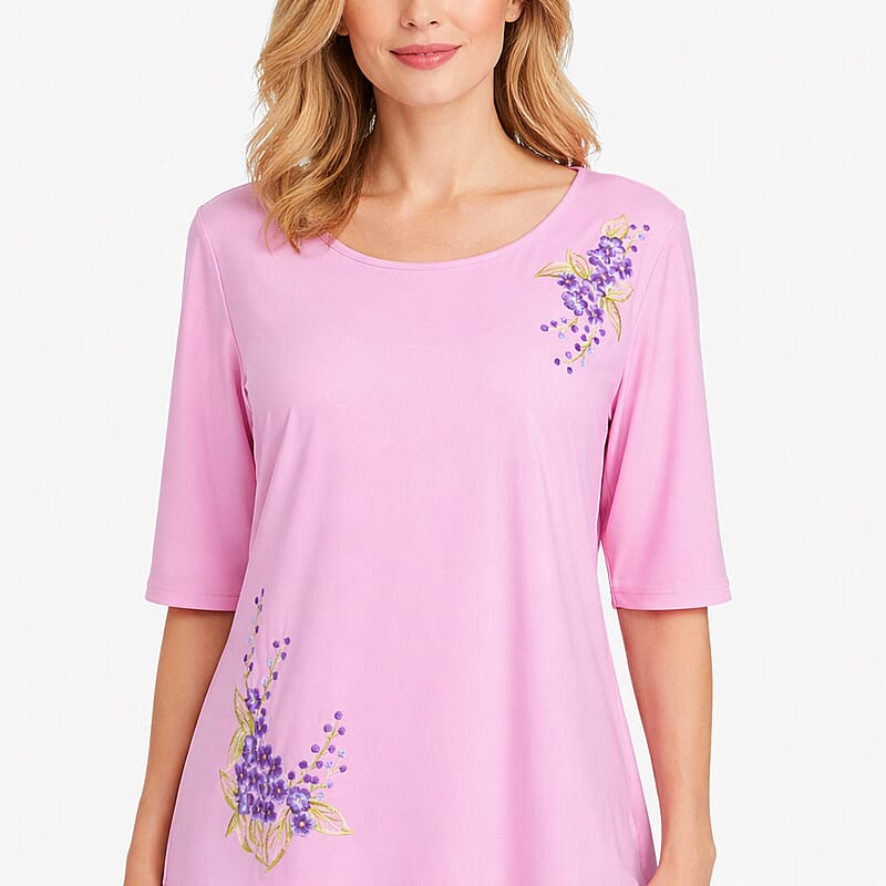 La Marey Pink Embroidered Top - One Size Missy