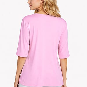 La Marey Pink Embroidered Top - One Size Missy