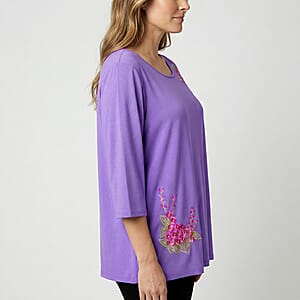 La Marey Purple Embroidered Top - One Size Missy