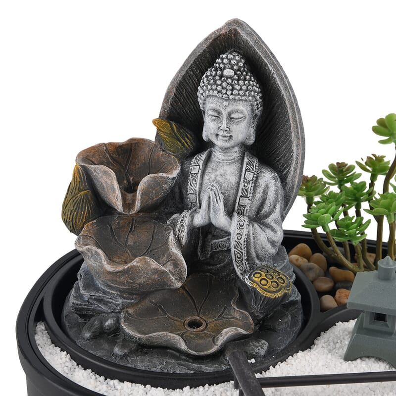 Buddha USB Indoor Polyresin Water Fountain with LED Light