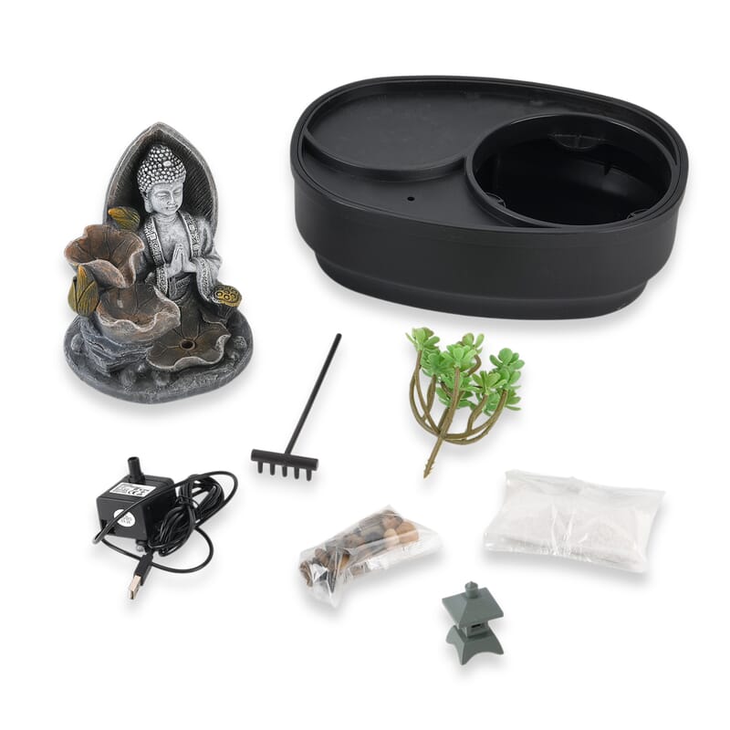 Buddha USB Indoor Polyresin Water Fountain with LED Light