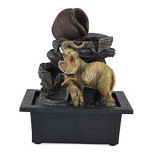 Ankur's Treasure Chest Elephant USB Indoor Polyresin Water Fountain with LED Light