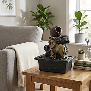 Ankur's Treasure Chest Elephant USB Indoor Polyresin Water Fountain with LED Light