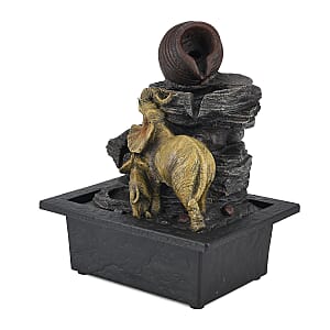 Ankur's Treasure Chest Elephant USB Indoor Polyresin Water Fountain with LED Light