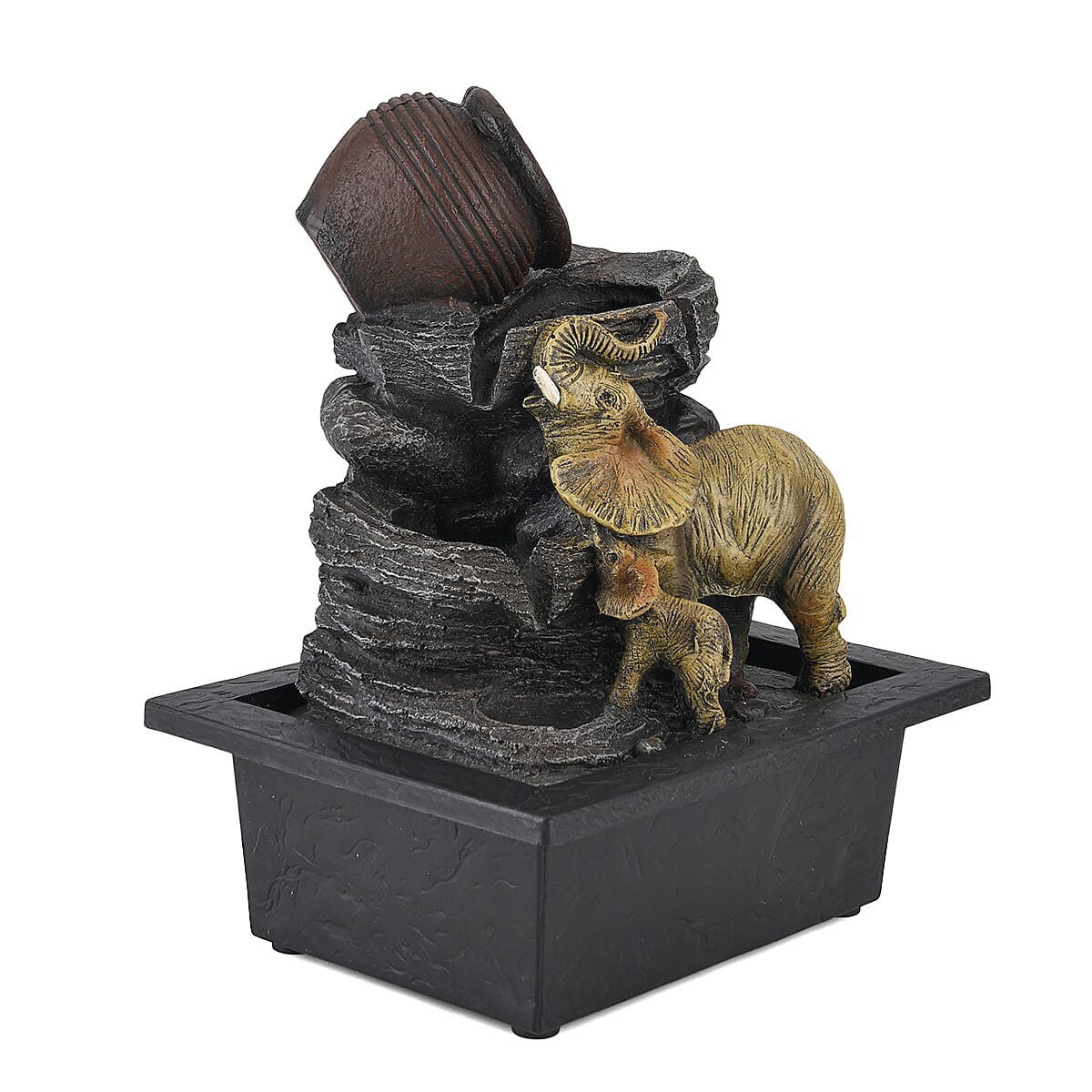 Ankur's Treasure Chest Elephant USB Indoor Polyresin Water Fountain with LED Light image number 4