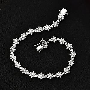 Luxuriant Lab Grown Diamond G-H SI 3.50 ctw Bracelet in Rhodium Over Sterling Silver (8.00 In)