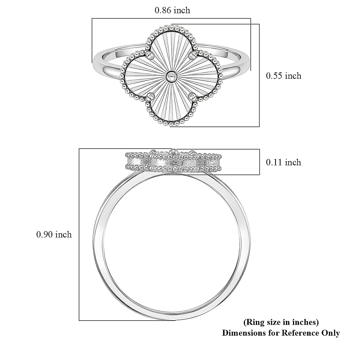 Doorbuster Rhapsody Clover Ring in 950 Platinum (Size 7.5) 5.40 Grams image number 5