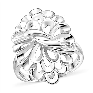 Rhapsody Peacock Feather Ring in 950 Platinum (Size 7.5) 6 Grams