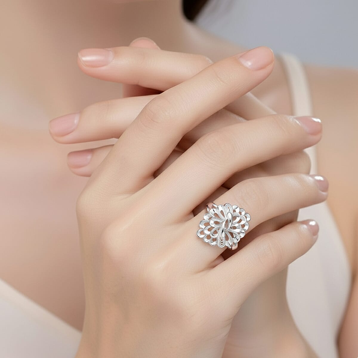 Rhapsody 950 Platinum Peacock Feather Ring 6 Grams (Size 11.0) image number 2