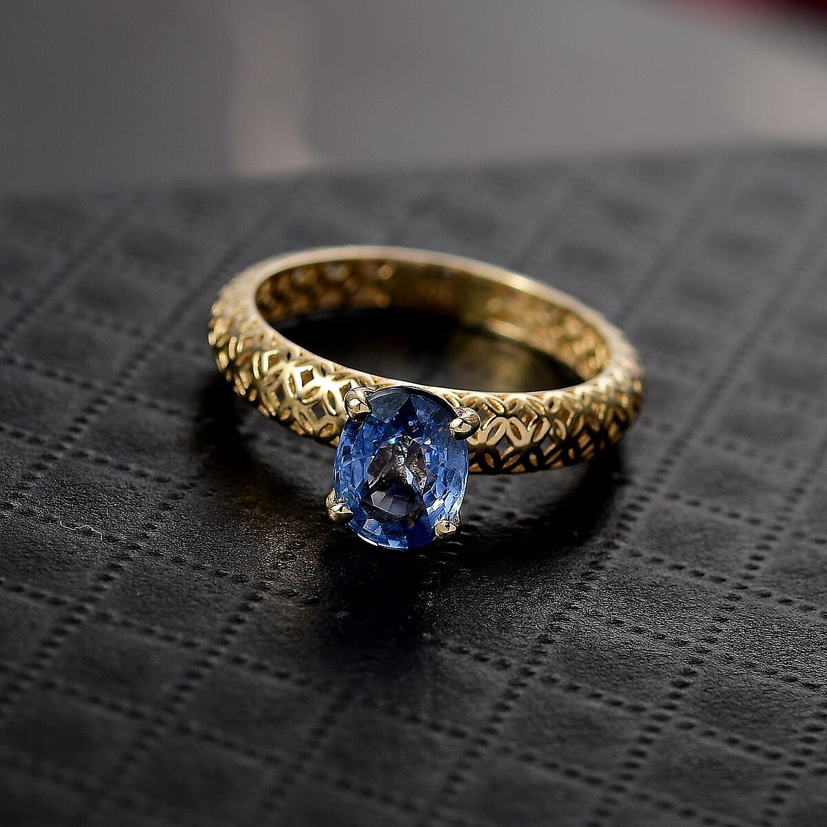 Mirage Collection Madagascar Blue Sapphire Ring in 10K Yellow Gold 1.50 ctw (Size 5.5) image number 1