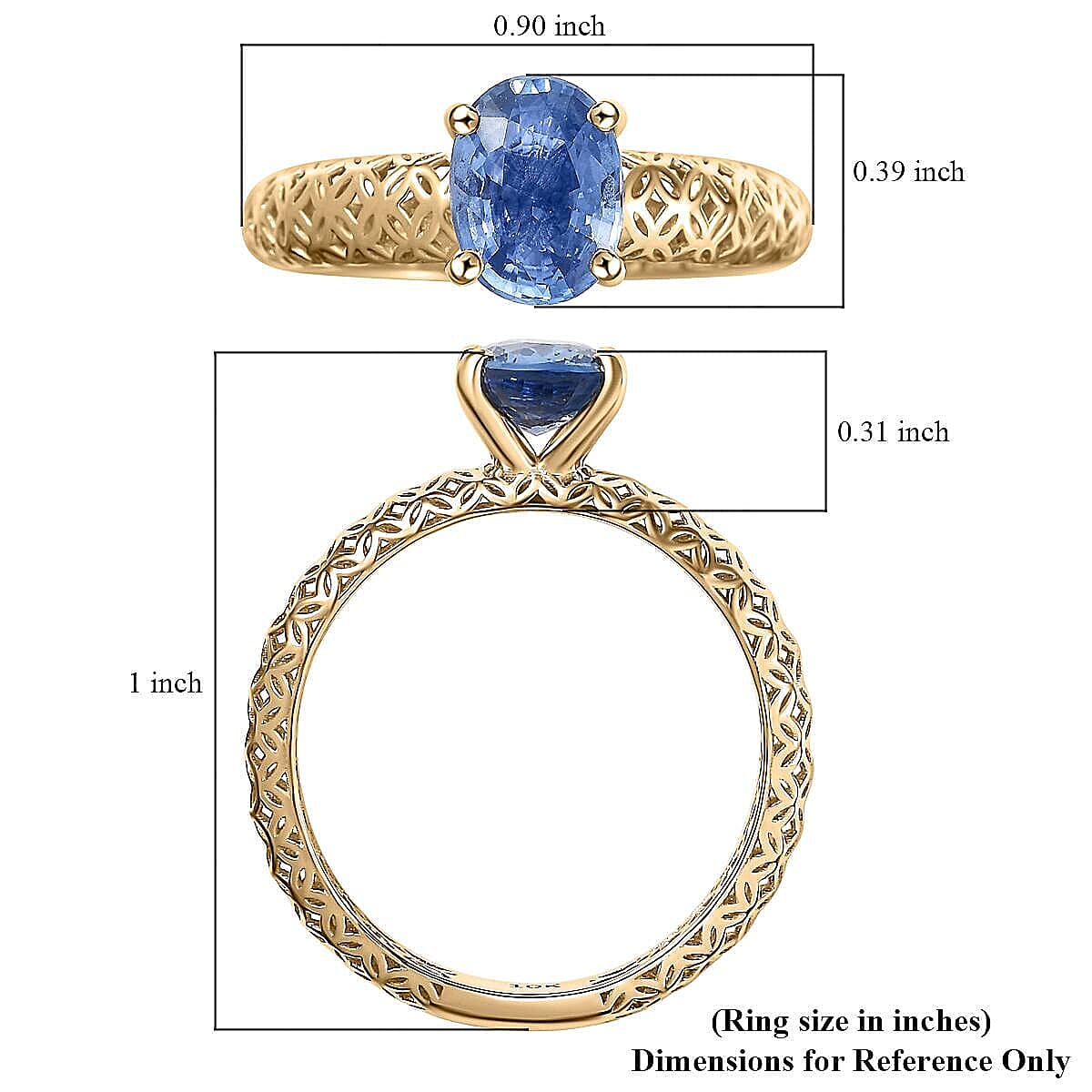 Mirage Collection Madagascar Blue Sapphire Ring in 10K Yellow Gold 1.50 ctw (Size 5.5) image number 5