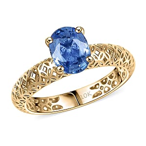Mirage Collection Premium Madagascar Blue Sapphire 1.50 ctw Golden Grove Ring in 10K Yellow Gold (Size 6.5)