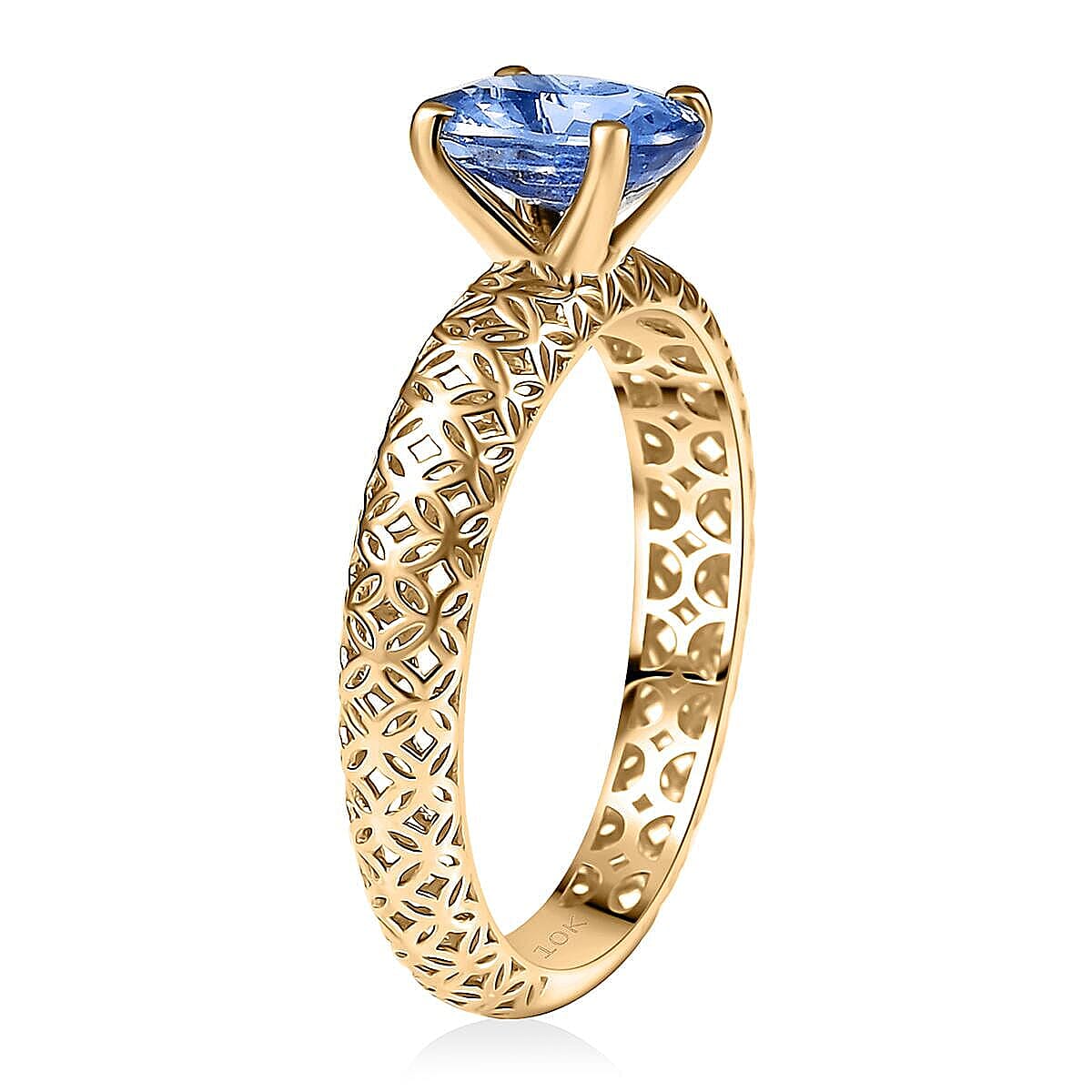 Mirage Collection Premium Madagascar Blue Sapphire 1.50 ctw Golden Grove Ring in 10K Yellow Gold (Size 6.5) image number 3