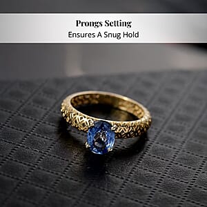 Mirage Collection Madagascar Blue Sapphire Ring in 10K Yellow Gold 1.50 ctw (Size 6.5)