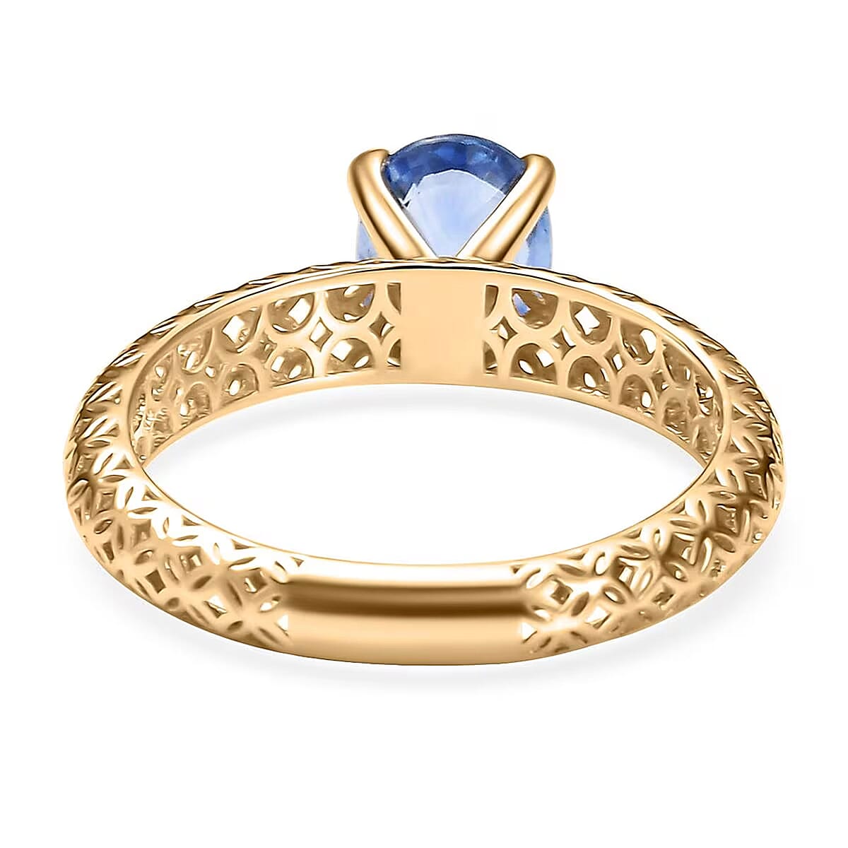 Mirage Collection Madagascar Blue Sapphire Ring in 10K Yellow Gold 1.50 ctw (Size 7.5) image number 6