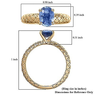 Mirage Collection Madagascar Blue Sapphire Ring in 10K Yellow Gold 1.50 ctw (Size 8.5)